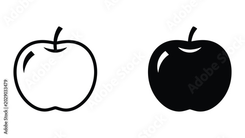 Simple black and white apple icon pair