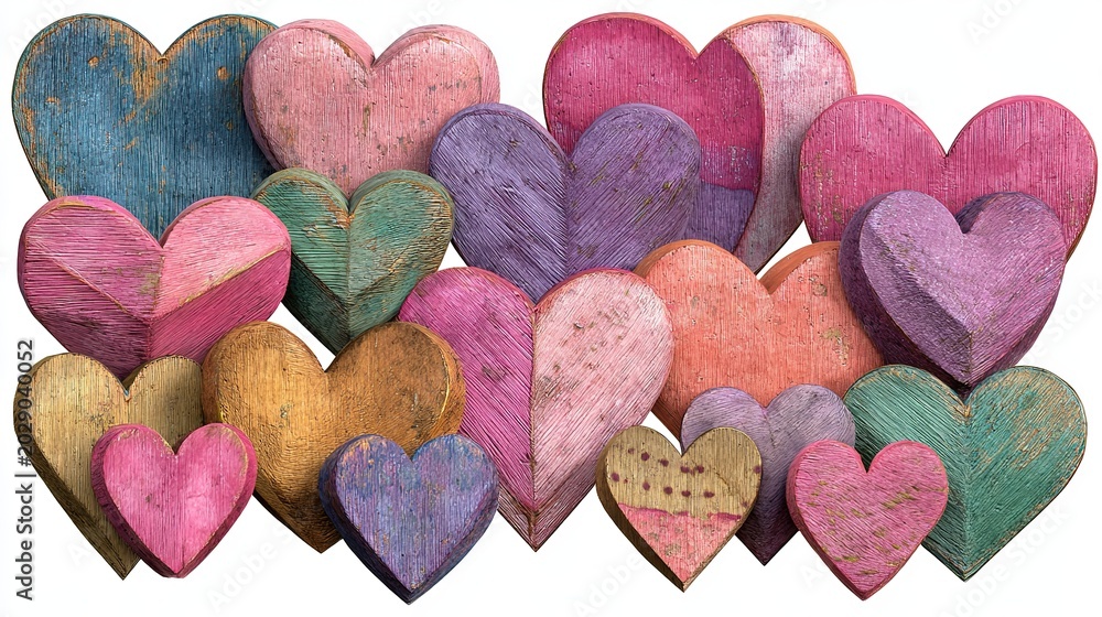 Fototapeta premium 3d various hearts png cut out set 