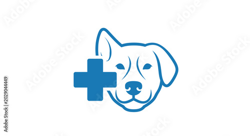 Veterinary Clinic Logo with Dog Head and Medical Cross Symbol