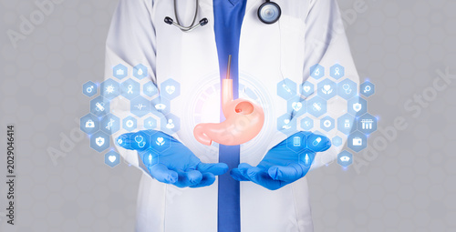 Photos The gastroenterologist performs a gastric endoscopy