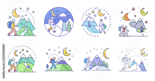 Colorful abstract vector icons of nature and science - Bright and playful vector icons showing nature, science, and technology themes in a fun, abstract style.