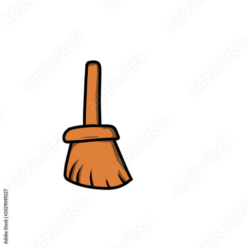 wooden broom isolated