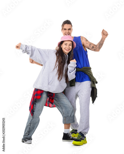 Beautiful couple of happy h...
