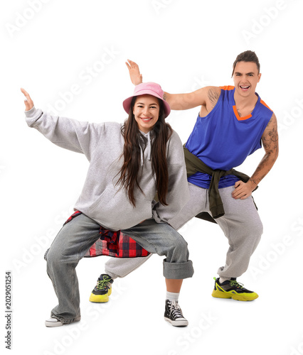 Couple of happy hip-hop dan...