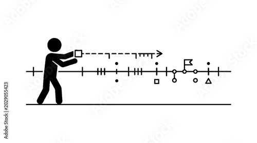 Stick figure professional managing a project timeline