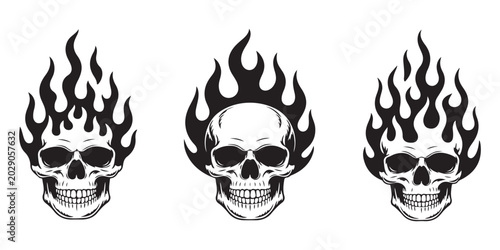 Konstfotografi Three flaming skulls