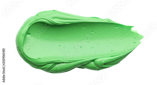 Green cosmetic cream smear texture sample.