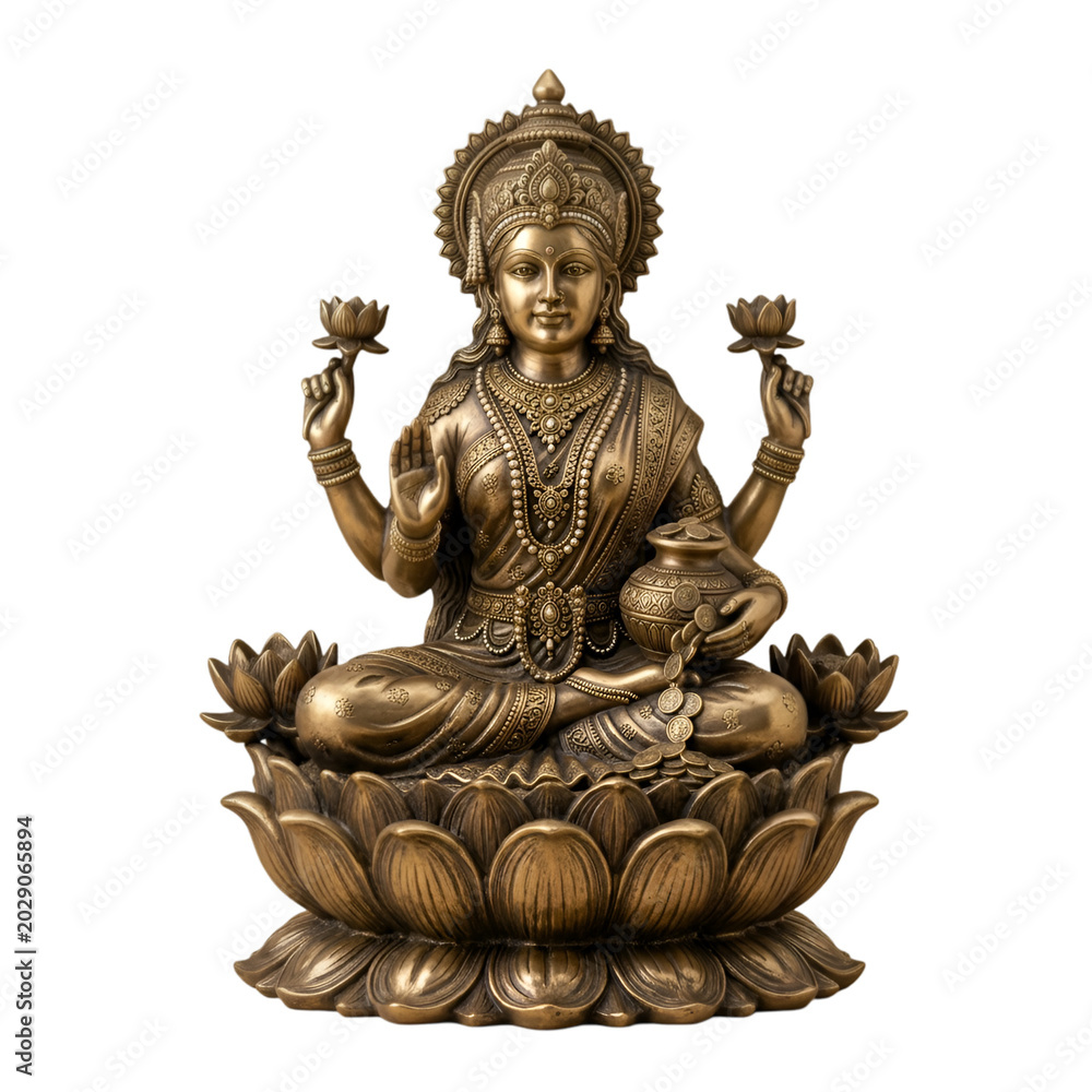 Fototapeta premium Goddess Lakshmi, idol in brass