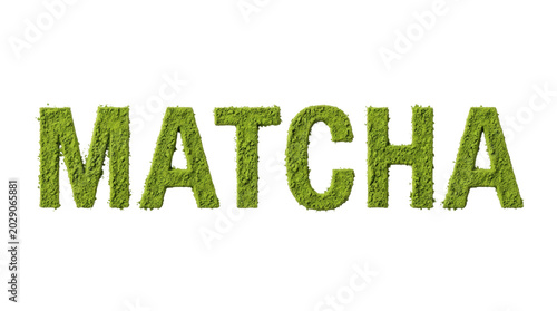 Green Matcha Powder Text Art.