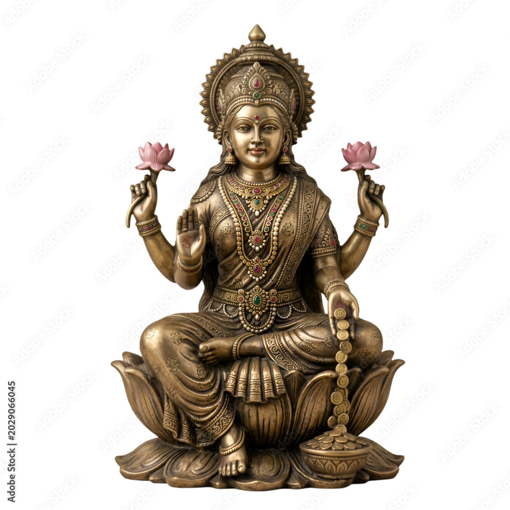 Fototapeta premium Goddess Lakshmi, idol in brass