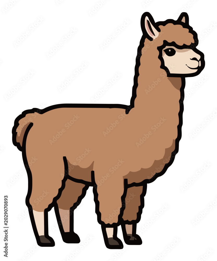 Fototapeta premium Cute alpaca animal icon in perspective view. Generative AI