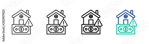 Tableau sur toile Home Loan Risk Icon Collection Different Style Outline