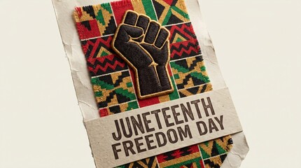 Professional Juneteenth Celebration Banner with Raised Fist and Heritage Patterns