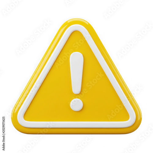 Yellow triangle warning sign icon with exclamation mark