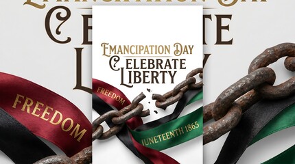 Vertical Juneteenth Emancipation Day Poster with Broken Chains