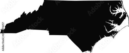 Foto Black silhouette map shape of north carolina state in the united states Vector