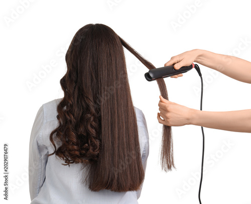 Hairdresser straightening h...
