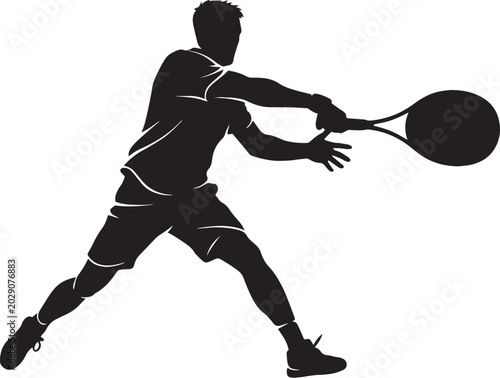 Konstfotografi Tennis player silhouette performing a backhand stroke, professional athlete with