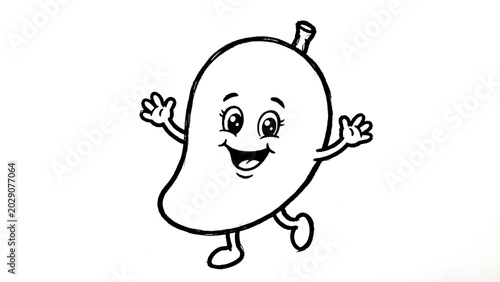 Cute fruit coloring book collection for kids featuring kawaii apples, bananas, watermelon, strawberries, pineapples, oranges, grapes, coconuts, and mangoes in simple black and white line art
