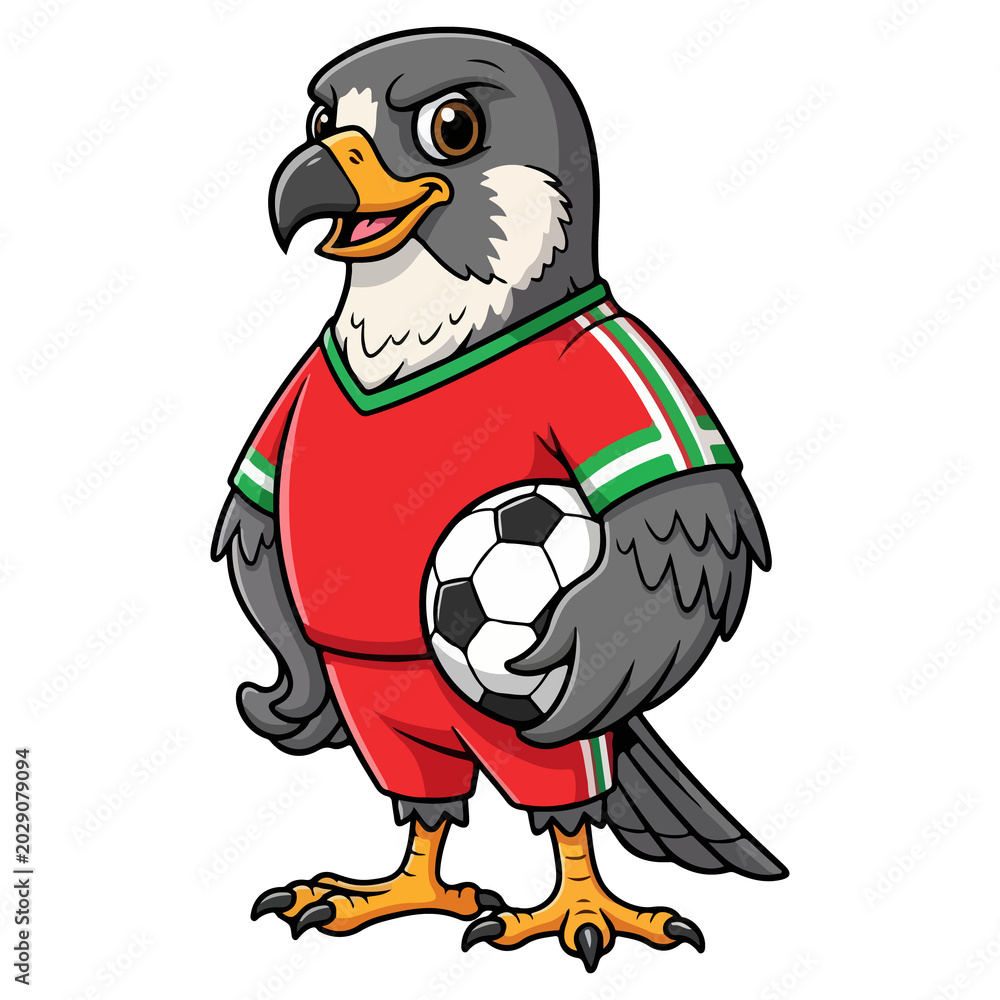 Fototapeta premium Cartoon bird wearing soccer jersey isolated on transparent background