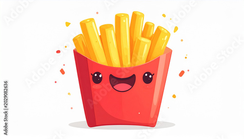 Cartoon french fries in red container