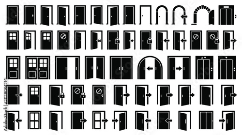 Photos Door icons big set