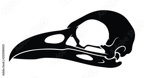 Crow or Raven Skull icon Silhouette Vector black design on a white background