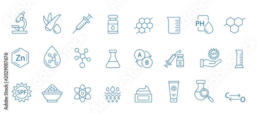 Картината върху платно Skincare ingredient Icon set, Skincare ingredient line icon set
