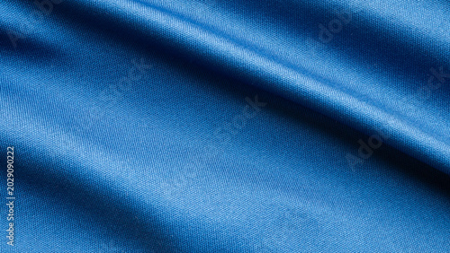 Blue sports clothing fabric football shirt jersey texture close up
