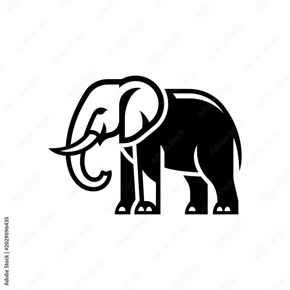 Fototapeta premium Stylized graphic illustration of an elephant with elephant wildlife stylized