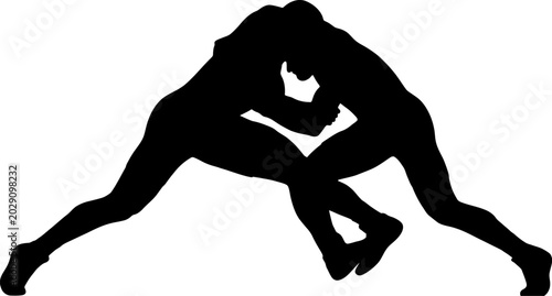 vector can be editable Professional wrestlers competing in ground grappling silhouette
