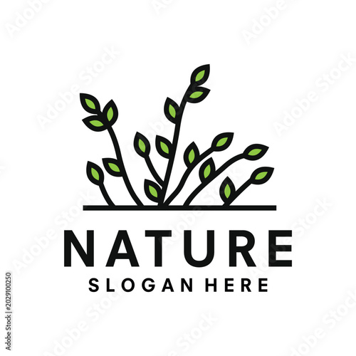 Photos green leaves logo design template illustration vector