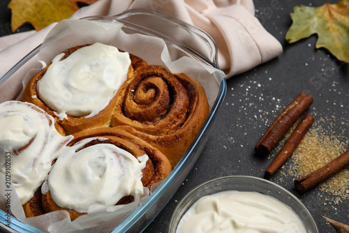 Baking dish of tasty cinnam...