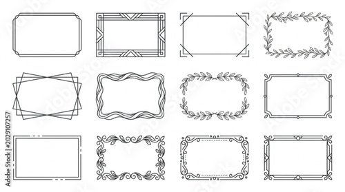 Collection of Decorative Rectangular Frames and Borders.