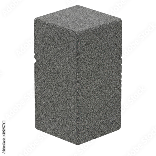 Gray textured stone pedestal block isolated on a transparent background