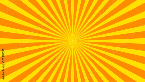 Foto Abstract sunburst yellow and orange radial sunrays background perfect for modern designs, banner, advertisement and presentations