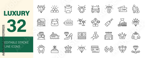 Obraz na płótnie Luxury icon set. Editable line icons. Vector illustration.