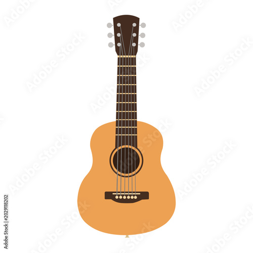 Foto Vector illustration of acoustic guitar with six strings and simple design