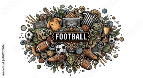 Vibrant doodle art celebrating the spirit of football