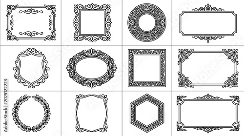 Collection of Ornate Decorative Vintage Frames and Borders.