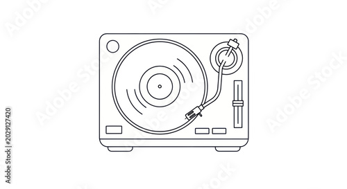 Quadro em tela Retro Turntable Record Player Outline Icon