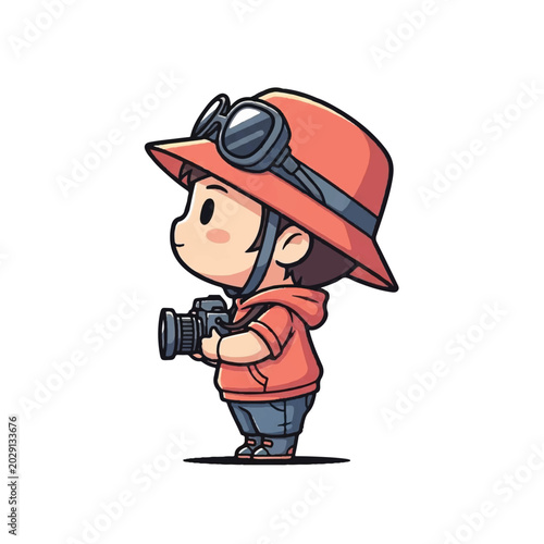 Cartoon kid with a camera.
