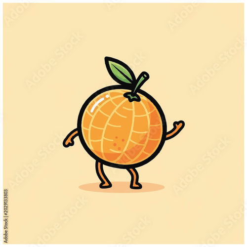 Cartoon Orange Fruit Character Standing.