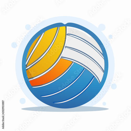 Volleyball Icon with Blue Circle and Bubbles