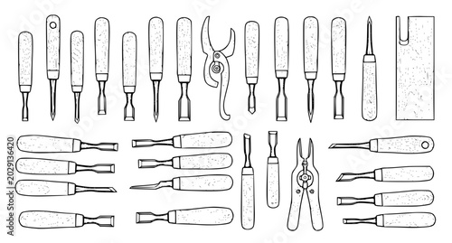 Canvastavla Woodworking Hand Tools Outline Collection
