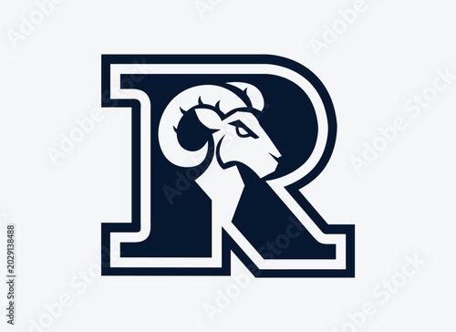 Modern Letter R Ram Goat Logo