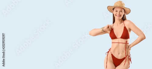 Happy woman in stylish red ...