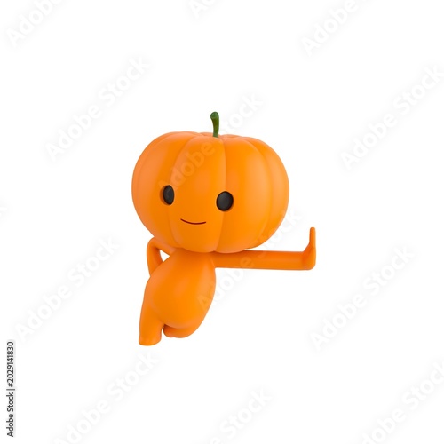 фотографія Cute 3D render Pumpkin character leaning casually with one arm extended, relaxed and confident mascot style, isolated on white background