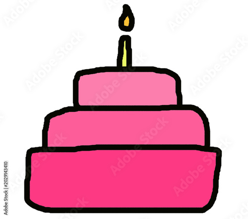 simple hand drawn vector illustration of a birthday cake