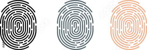 Obraz na płótnie Minimalist fingerprint verification icon set with detailed thin line patterns fo
